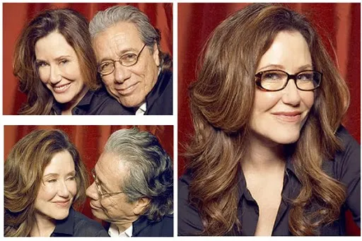 Collage de fotos de Mary McDonnell y Edward James Olmos posando juntos