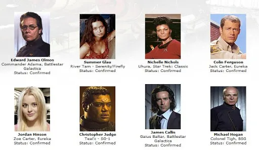 Invitados confirmados de la FedCon XVIII, entre ellos Edward James Olmos, Summer Glau, Nichelle Nichols, James Callis y Michael Hogan