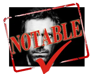 Sello rojo de «Notable» con una marca de verificación sobre una imagen de House