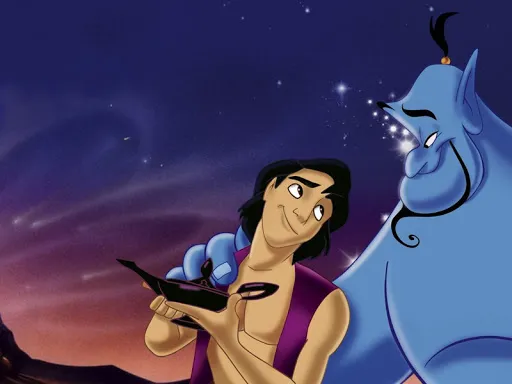 Aladdin y el Genio con la lámpara mágica