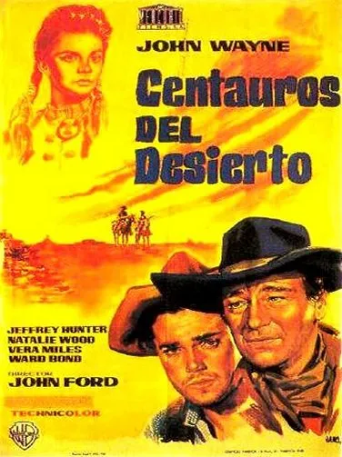 Póster de Centauros del desierto con John Wayne