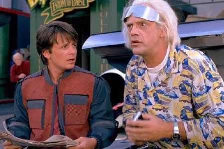 Marty McFly y Doc Brown en Regreso al futuro II