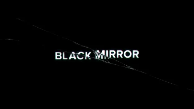 Rótulo de Black Mirror con la pantalla rota