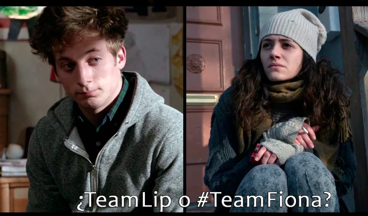 Lip y Fiona Gallagher con el texto «¿#TeamLip o #TeamFiona?» en Shameless
